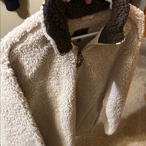 C.C Cream and Brown Sherpa Fleece Jacket